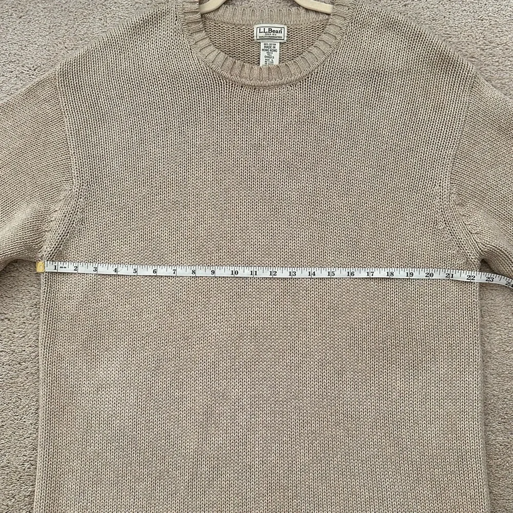 L.L.Bean Fall Tan / Taupe 100% Cotton Crewneck Knit Sweater